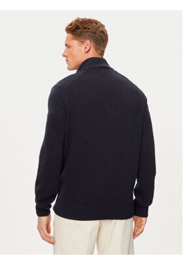 Lacoste Sweter AH3052 Granatowy Regular Fit. Kolor: niebieski. Materiał: wełna