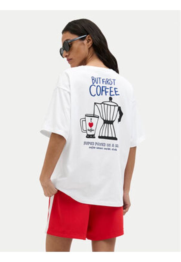 JJXX T-Shirt Nina 12273776 Biały Loose Fit. Kolor: biały. Materiał: bawełna