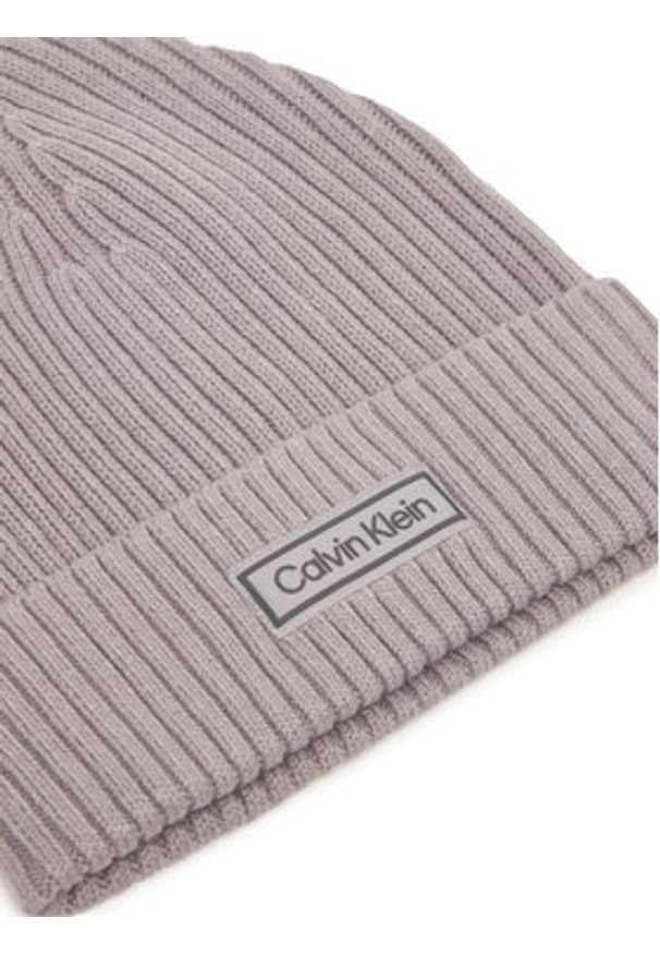 Calvin Klein Czapka Patch Chunky LV04D8053G Szary. Kolor: szary. Materiał: bawełna
