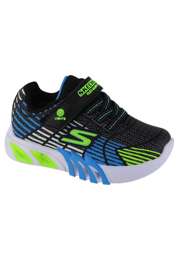 skechers - Buty do chodzenia niemowlęce Skechers Lights Flexglow Elite. Zapięcie: rzepy. Kolor: czarny. Materiał: materiał, syntetyk. Szerokość cholewki: normalna. Sport: turystyka piesza