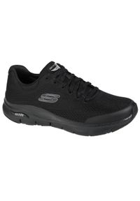 skechers - Buty do chodzenia męskie, Skechers Arch Fit. Kolor: czarny. Materiał: dzianina, syntetyk, materiał. Szerokość cholewki: normalna. Wzór: gładki. Sport: turystyka piesza