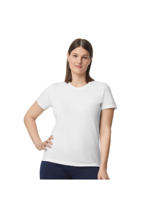 GILDAN - Koszulka Damska Softstyle Plain O Średniej Gramaturze. Kolor: biały. Sport: turystyka piesza