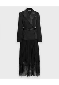 SELF PORTRAIT - Czarna sukienka midi z plisowaniem. Typ kołnierza: kolnierz wykładany. Kolor: czarny. Materiał: koronka. Wzór: koronka. Styl: elegancki, klasyczny. Długość: midi #5