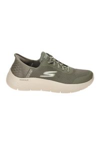 skechers - Kapcie SKECHERS SLIP-INS GO WALK FLEX Zielony. Kolor: zielony. Materiał: tkanina