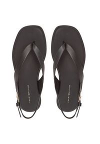TOMMY HILFIGER - Tommy Hilfiger Sandały Color Block Thong Flat Sandal FW0FW08883 Czarny. Kolor: czarny. Materiał: skóra #6