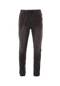 Born2be - Ciemnoszare Spodnie Joggery Pisirise. Kolor: szary. Materiał: jeans, dresówka. Długość: długie. Wzór: aplikacja #2