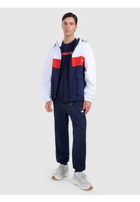 4f - 4F T-shirt oversize z nadrukiem męski - granatowy XXL. Okazja: na co dzień. Kolor: niebieski. Materiał: materiał, bawełna. Wzór: nadruk. Styl: casual