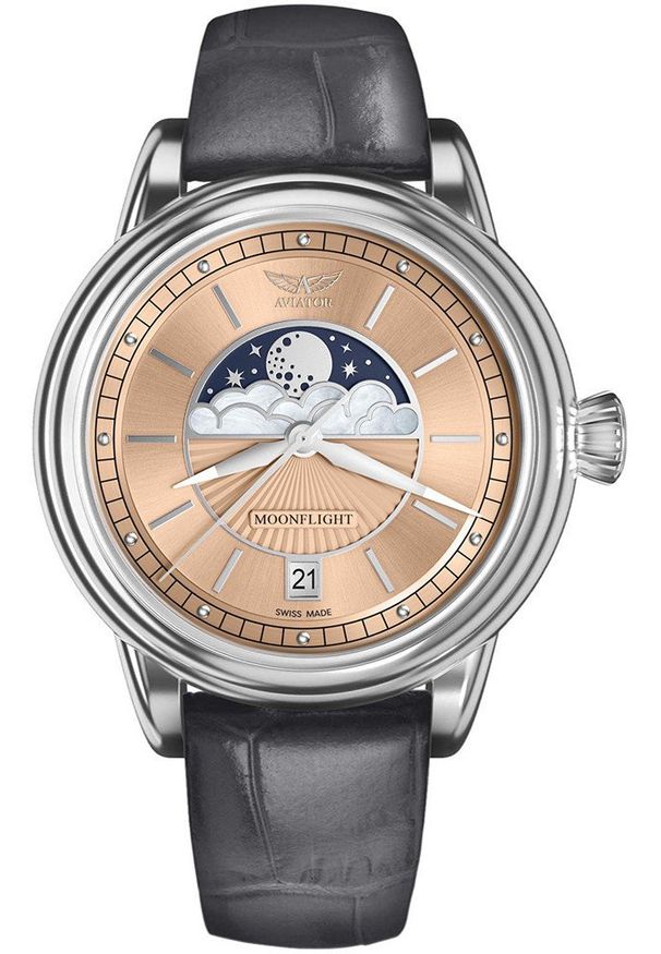 AVIATOR - Zegarek damski Aviator V.1.33.0.259.4.GM szary. Kolor: szary