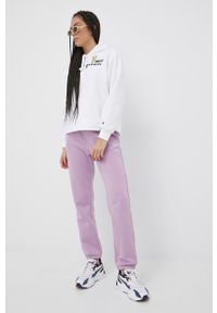Champion spodnie dresowe 114925 damskie kolor fioletowy gładkie. Kolor: fioletowy. Materiał: dresówka. Wzór: gładki #4