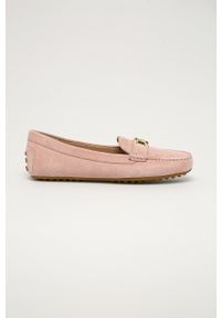 Lauren Ralph Lauren - Mokasyny zamszowe. Nosek buta: okrągły. Kolor: różowy. Materiał: zamsz. Wzór: gładki #1