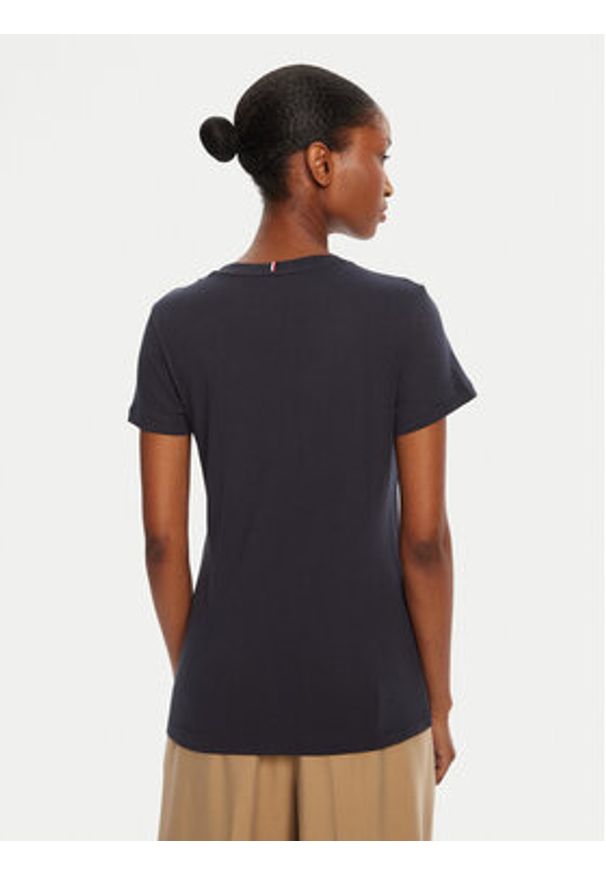 TOMMY HILFIGER - Tommy Hilfiger T-Shirt Heritage V-Neck Tee WW0WW24969 Granatowy Regular Fit. Kolor: niebieski. Materiał: bawełna