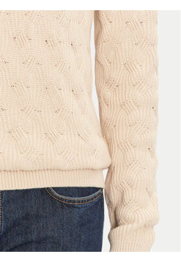 Selected Homme Sweter 16094503 Beżowy Regular Fit. Kolor: beżowy. Materiał: bawełna