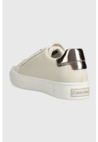 Calvin Klein sneakersy skórzane VULC LACE UP - MET kolor beżowy HW0HW01884. Zapięcie: sznurówki. Kolor: beżowy. Materiał: skóra #5