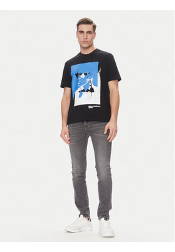 Karl Lagerfeld Jeans T-Shirt A2M17036 Czarny Regular Fit. Kolor: czarny. Materiał: bawełna