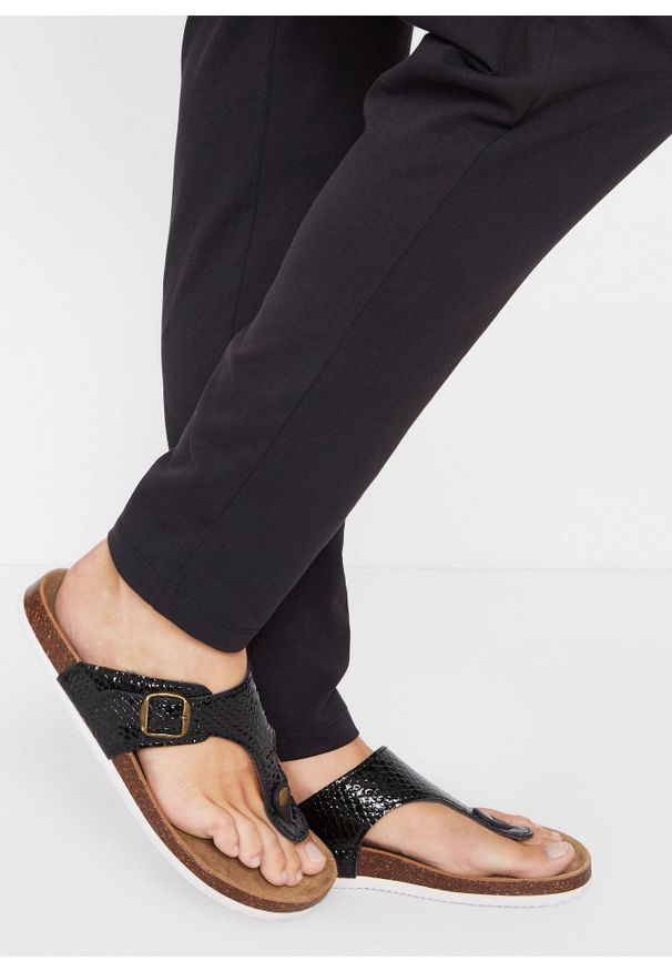 bonprix - Dżersejowe spodnie z mieszanki bawełny. Kolor: czarny. Materiał: jersey, bawełna