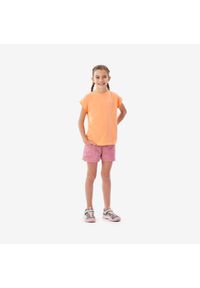 quechua - Koszulka turystyczna dla dzieci Quechua MH100. Kolor: pomarańczowy. Materiał: materiał, poliester, bawełna. Sezon: lato. Sport: turystyka piesza