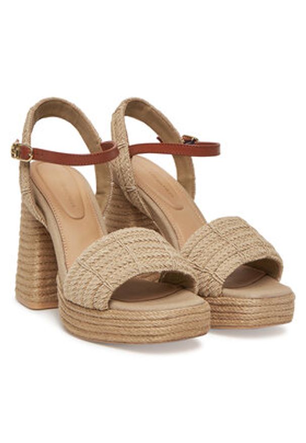 TOMMY HILFIGER - Tommy Hilfiger Espadryle Rope Heel Platform Sandal FW0FW08425 Beżowy. Kolor: beżowy. Materiał: materiał. Obcas: na platformie