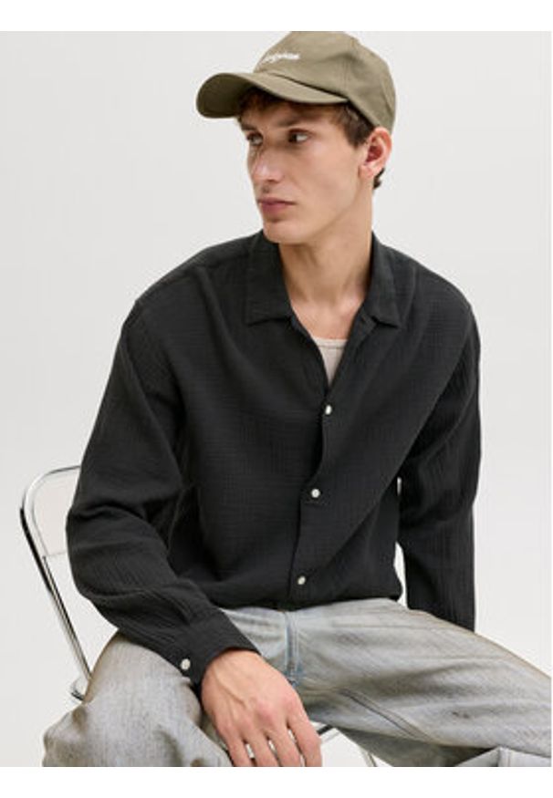 Jack & Jones Koszula Nantucket 12291804 Czarny Relaxed Fit. Kolor: czarny. Materiał: wiskoza