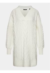 Brave Soul Sukienka dzianinowa LKD-162LIZZY Biały Regular Fit. Kolor: biały. Materiał: wiskoza