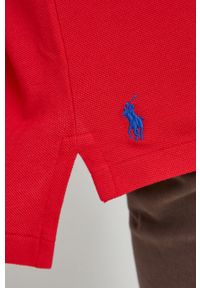 Polo Ralph Lauren polo bawełniane kolor czerwony z aplikacją. Typ kołnierza: polo. Kolor: czerwony. Materiał: bawełna. Długość: krótkie. Wzór: aplikacja #5