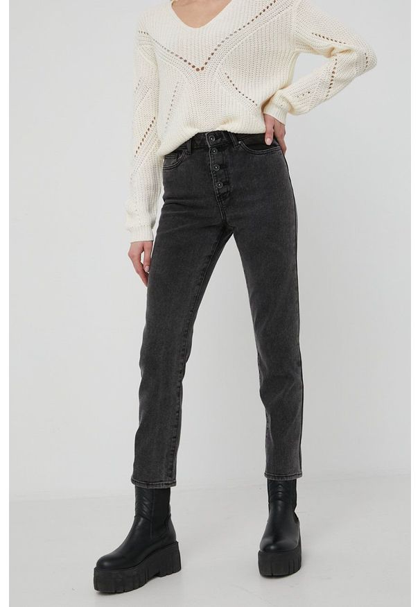 only - Only jeansy Emily damskie high waist. Stan: podwyższony. Kolor: szary