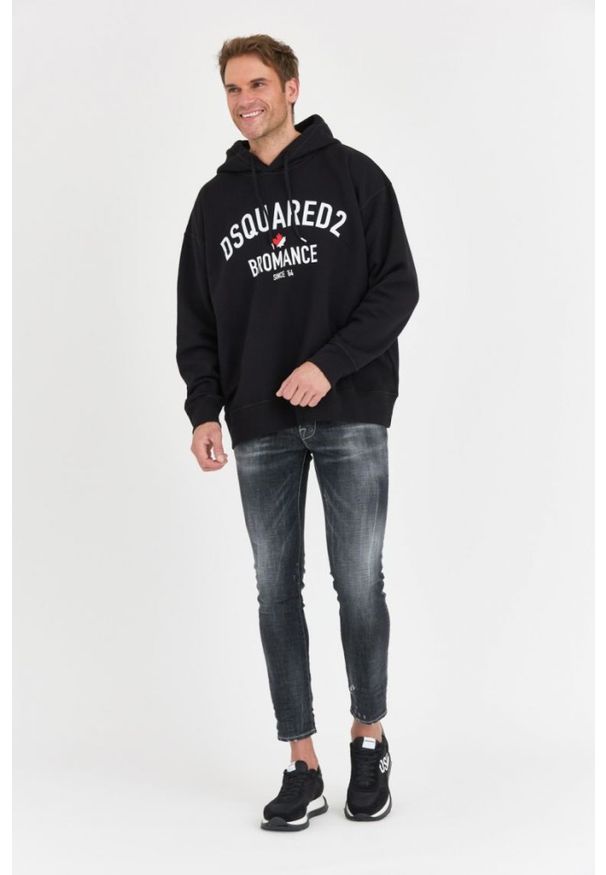 DSQUARED2 Czarna bluza męska bromance slouch hoodie, Rozmiar M. Kolor: czarny