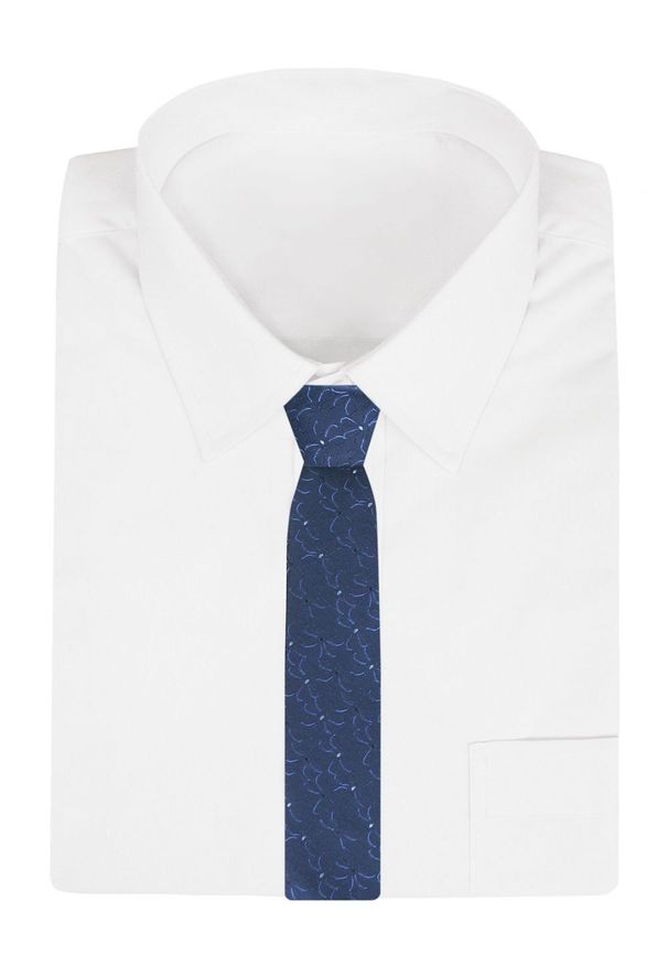 Krawat Męski - Angelo di Monti - Ciemnoniebieski, Delikatny Wzór Kwiatowy. Kolor: niebieski. Materiał: tkanina. Wzór: kwiaty. Styl: elegancki, wizytowy