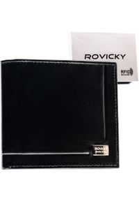 ROVICKY - Portfel męski Rovicky CPR-10-NBAR czarny. Kolor: czarny. Materiał: skóra