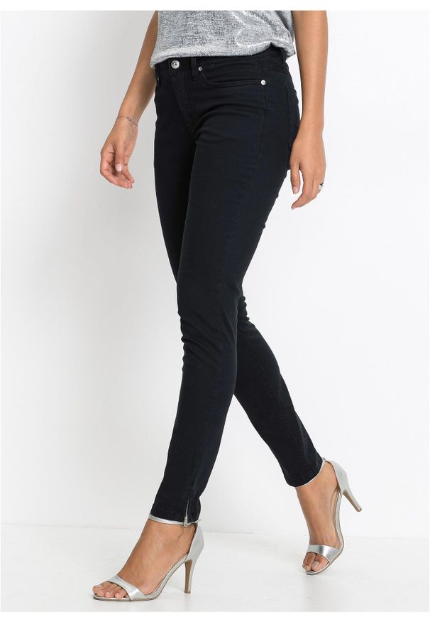 bonprix - Dżinsy Skinny, mid waist, cropped. Kolekcja: petite. Kolor: czarny. Długość: krótkie. Styl: elegancki