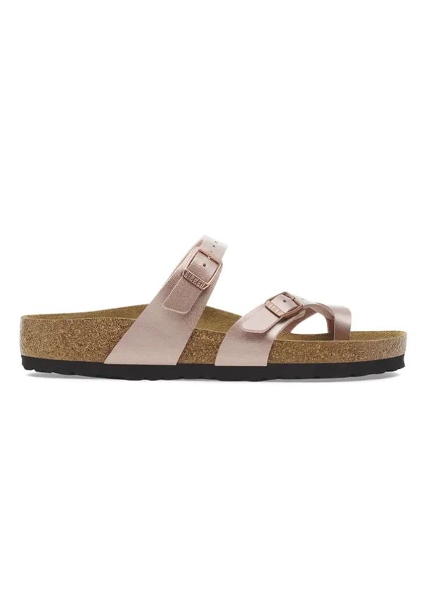 Birkenstock Mayari BF Japonki damskie. Okazja: na co dzień. Kolor: brązowy. Materiał: materiał. Wzór: paski. Sezon: lato. Styl: casual, elegancki