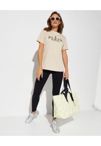 Philipp Plein - PHILIPP PLEIN - Beżowy t-shirt Iconic z biżuteryjnymi guzikami. Kolor: beżowy. Wzór: haft. Styl: klasyczny, elegancki #5