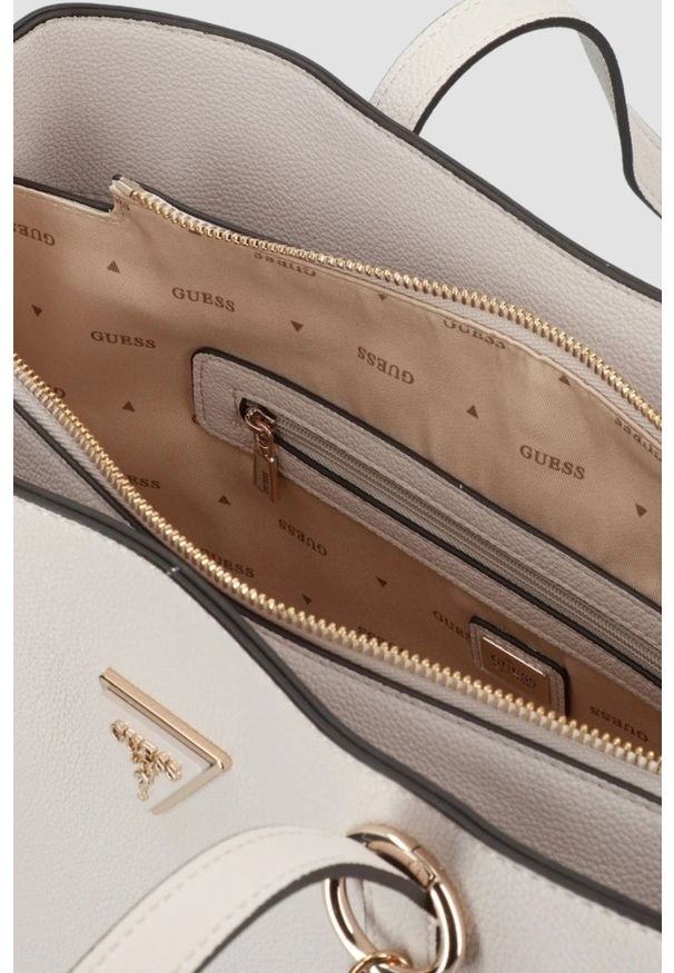 Guess - GUESS Biała damska torebka Girlfriend Tote. Kolor: biały. Styl: elegancki, casual