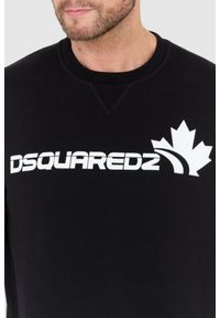 DSQUARED2 Czarna bluza męska z białym logo z liściem, Rozmiar XXL. Kolor: czarny