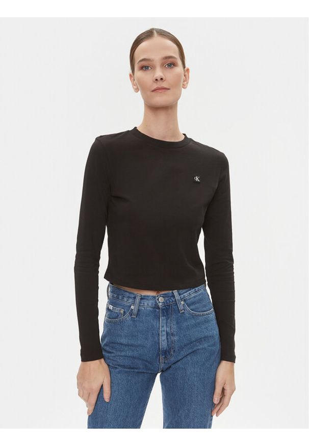 Calvin Klein Jeans Bluzka Embro Badge J20J222884 Czarny Regular Fit. Kolor: czarny. Materiał: bawełna