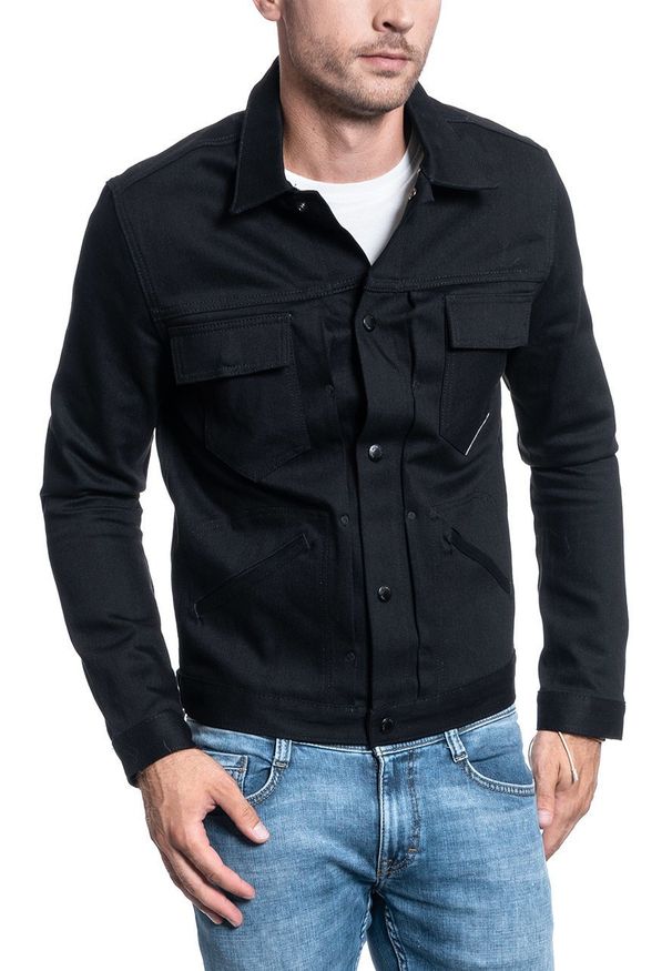 Jack & Jones - JACK & JONES JJIROYAL OVERSHIRT R211 BLACK DENIM 12155119. Materiał: denim