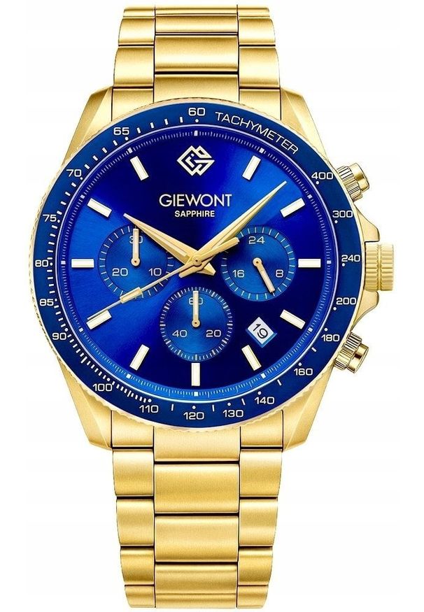 Zegarek Giewont Zegarek Męski Chronograph Sapphire Złoto Niebieski GW3520-B5. Kolor: złoty, niebieski, wielokolorowy