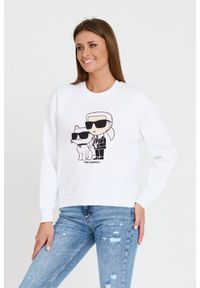 Karl Lagerfeld - KARL LAGERFELD Biała bluza damska Ikonik 2.0, Rozmiar L. Kolor: biały. Materiał: bawełna #3