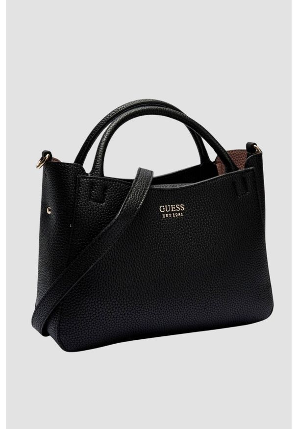 Guess - GUESS Сzarna damska klasyczna torebka SML Girlfriend Satchel. Kolor: czarny. Materiał: skórzane. Styl: klasyczny