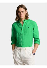 Polo Ralph Lauren Koszula 710829443026 Zielony Slim Fit. Typ kołnierza: polo. Kolor: zielony. Materiał: len #1