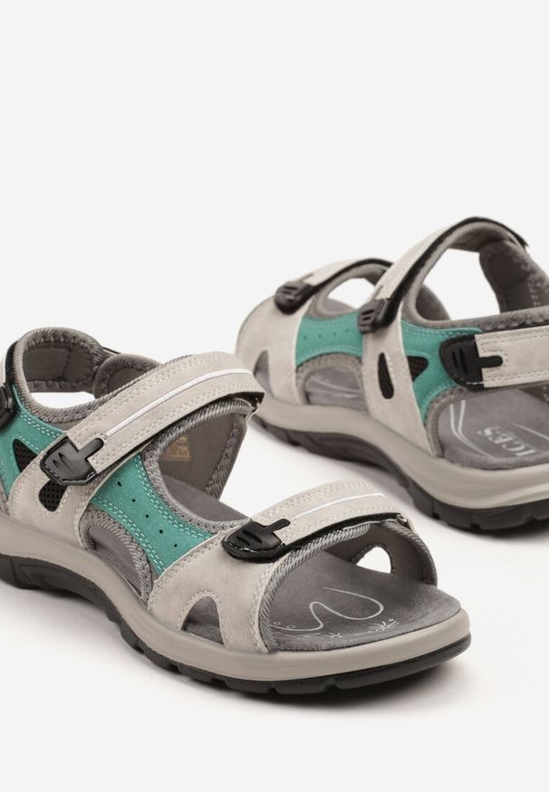 Born2be - Szare Sandały Vices Sportowe z Zapięciem na Rzepy Elliame. Okazja: na spacer. Zapięcie: rzepy. Kolor: szary. Materiał: materiał. Sezon: lato. Styl: sportowy
