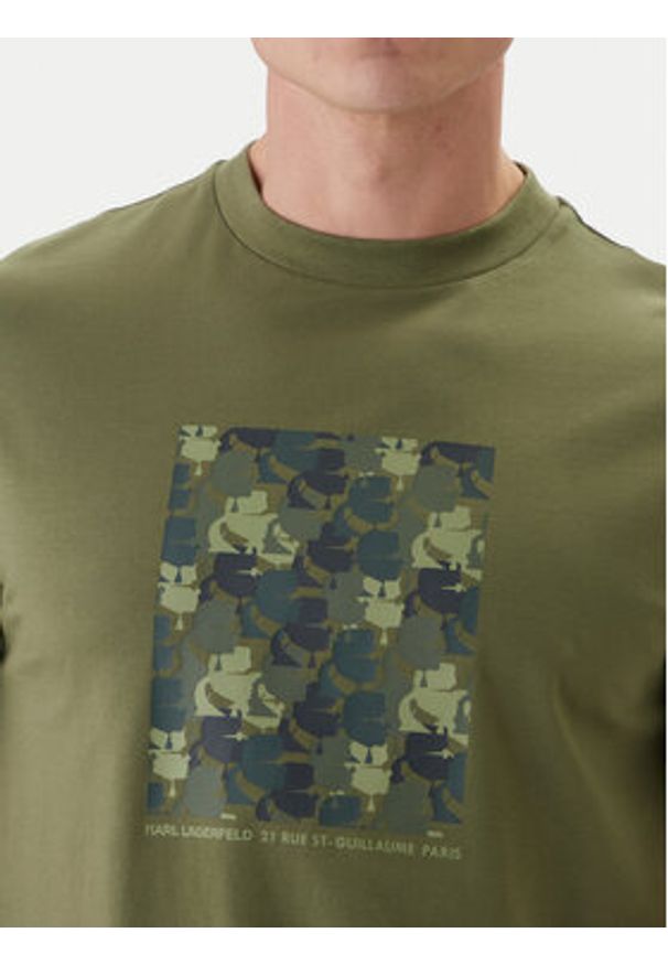 Karl Lagerfeld - KARL LAGERFELD T-Shirt 755037 562221 Zielony Loose Fit. Typ kołnierza: dekolt w karo. Kolor: zielony. Materiał: bawełna