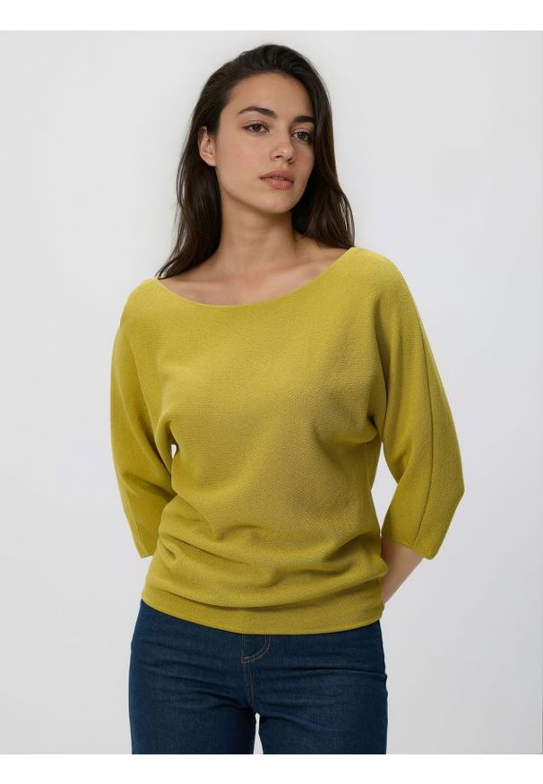 Reserved - Sweter z wiskozą - zielony. Kolor: zielony. Materiał: wiskoza