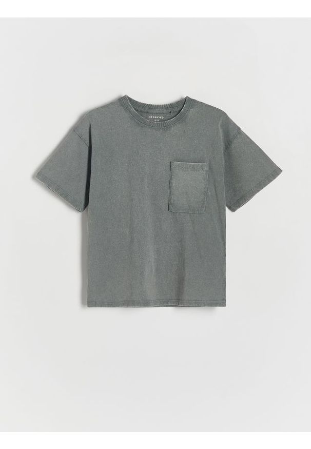 Reserved - T-shirt z efektem sprania - ciemnoszary. Kolor: szary. Materiał: bawełna