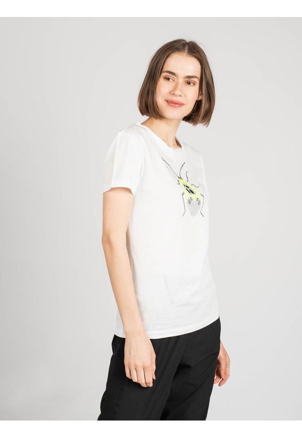 Patrizia Pepe T-Shirt | 2M3922/A4V5 | Maglia | Kobieta | Biały. Okazja: na co dzień. Kolor: biały. Materiał: bawełna. Długość rękawa: krótki rękaw. Długość: krótkie. Wzór: aplikacja, nadruk. Styl: casual