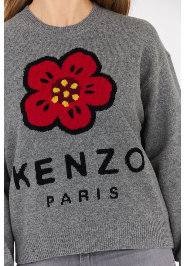 Kenzo - KENZO Szary sweter damski boke flower, Rozmiar M. Kolor: szary