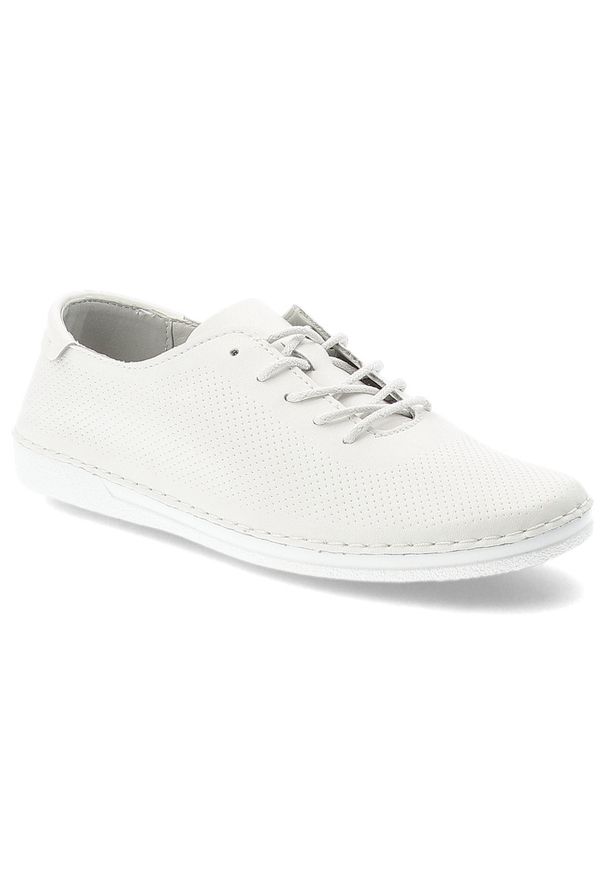 Półbuty damskie S.Barski, lekka konstrukcja perforowana cholewka sznurowanie elastyczna podeszwa miękkie wnętrze, białe, LR61-7079. Zapięcie: sznurówki. Kolor: biały. Materiał: jeans. Szerokość cholewki: normalna. Sezon: wiosna, lato. Styl: klasyczny, sportowy