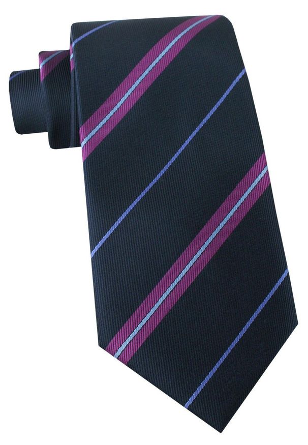 Klasyczny Krawat Klubowy - Alties - Granat w Prążek. Kolor: niebieski. Materiał: tkanina. Wzór: prążki. Styl: klasyczny