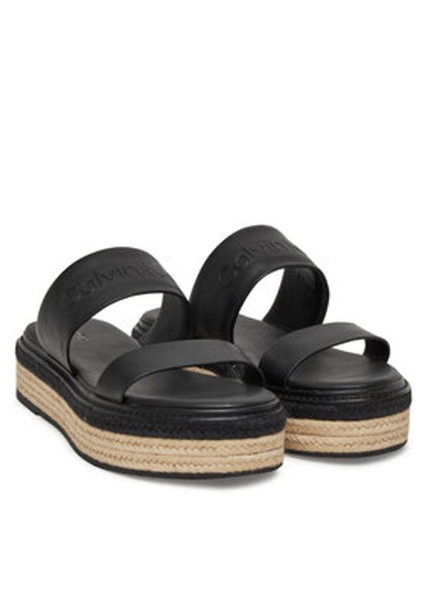 Calvin Klein Espadryle Flatform Wedge Slide - He HW0HW02374 Czarny. Kolor: czarny. Materiał: skóra
