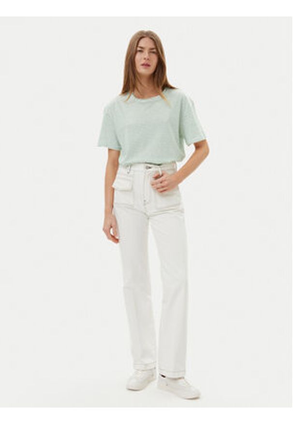 TOMMY HILFIGER - Tommy Hilfiger T-Shirt WW0WW44553 Zielony Regular Fit. Kolor: zielony. Materiał: bawełna, len