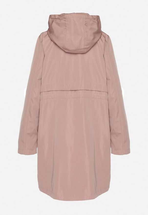 Born2be - Różowa Kurtka Parka Ściągana w Talii z Odpinanym Kapturem Milabra. Kolor: różowy. Materiał: jeans. Styl: klasyczny, sportowy